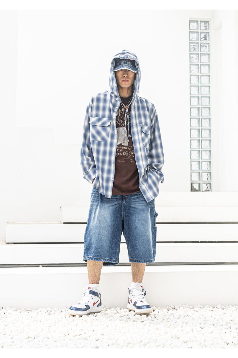 BERMUDA PLEATS CARPENTER DENIM SHORT PANTS MSFSP001-BL