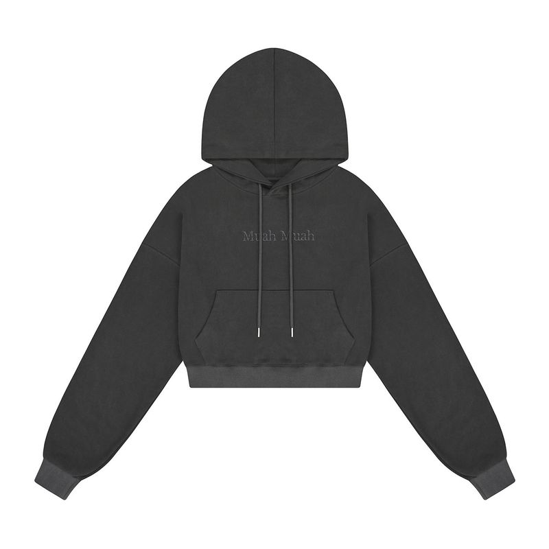 STITCH PIGMENT CROP HOODIE
