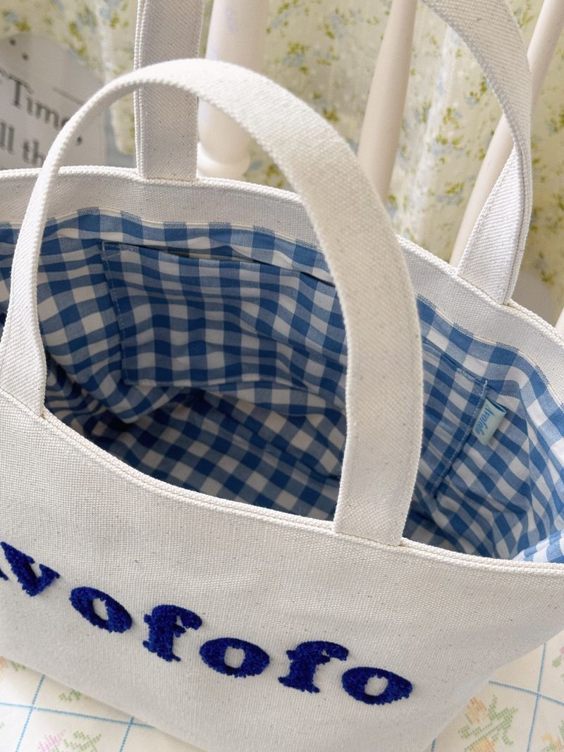 Signature canvas check tote bag