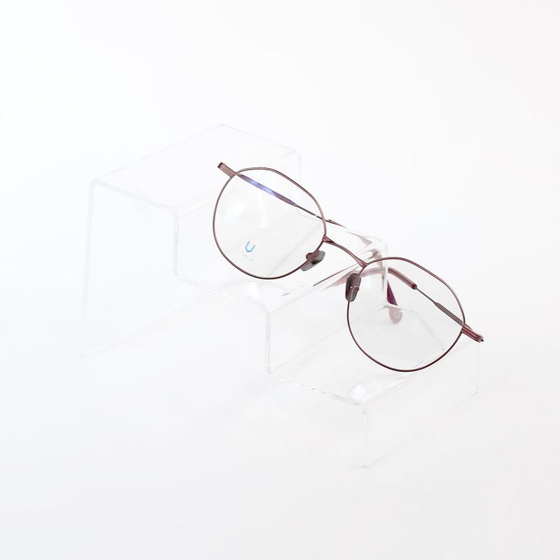 Knouun Round titanium glasses CODE. 101. D Pink Brown