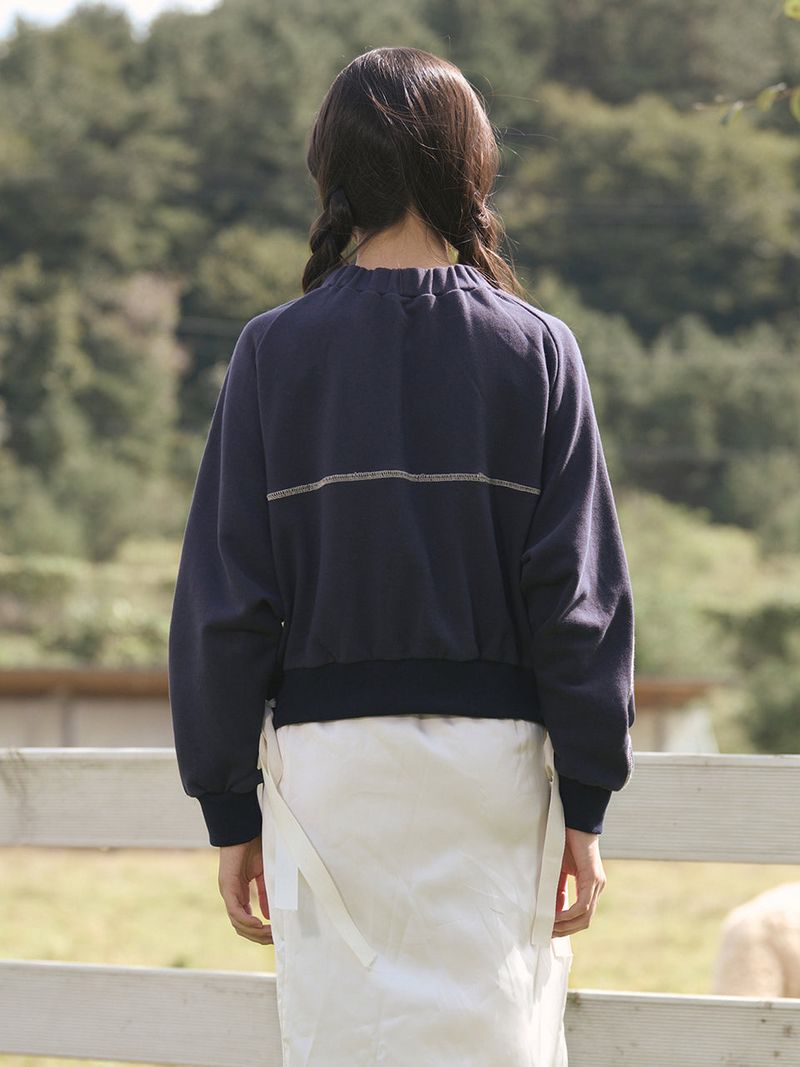 Neck Banding Ribbon Sweatshirt