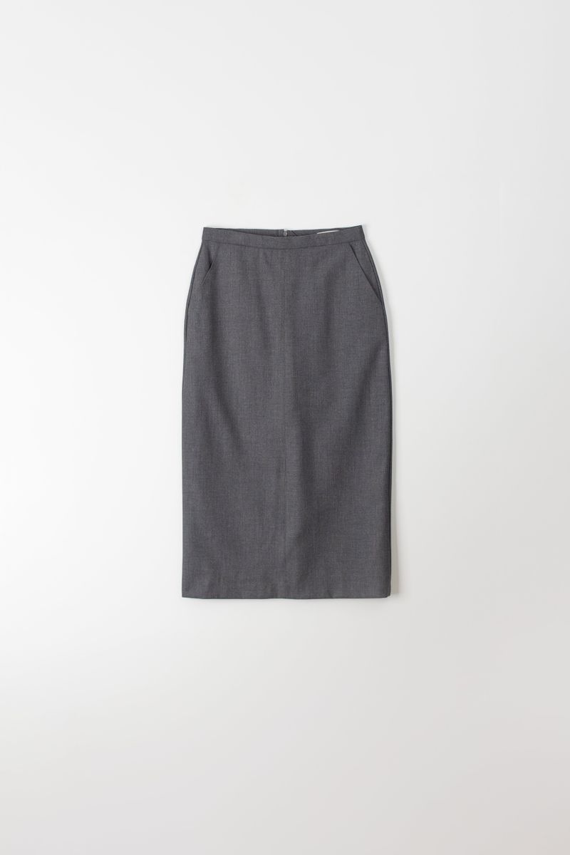 Wool stitch midi skirt (Dark grey)