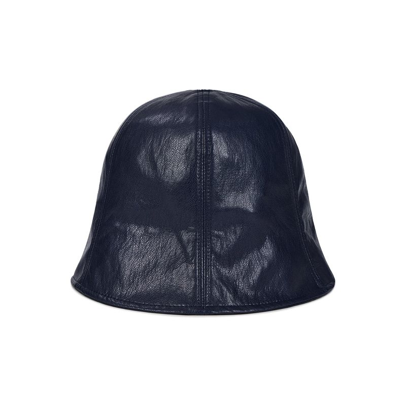 VZ Stud Vegan Leather Tulip Hat / Navy