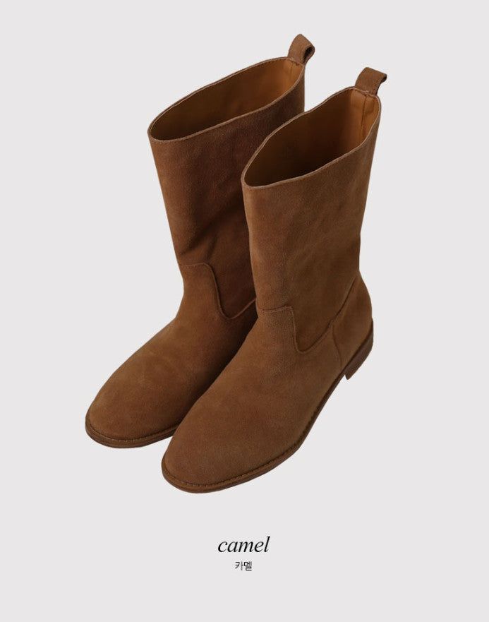TD Suede Leather Middle Boots (2color)