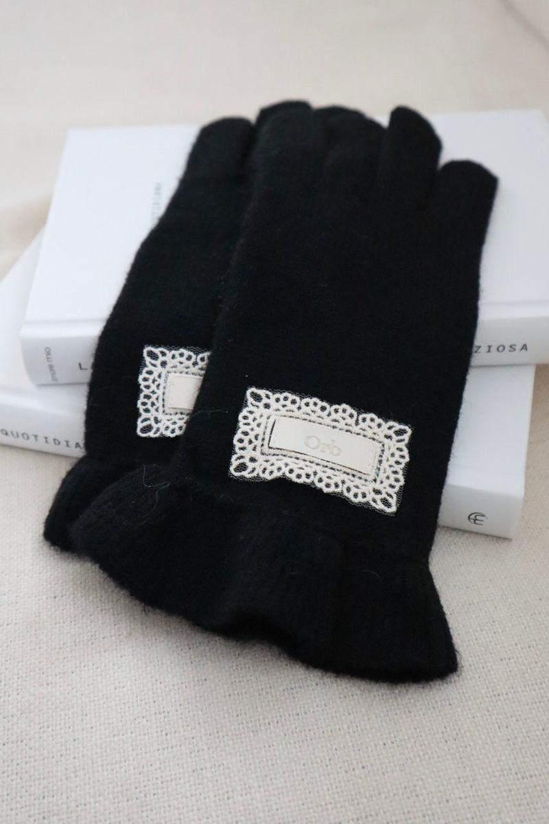 Orb frilly gloves (deep black)