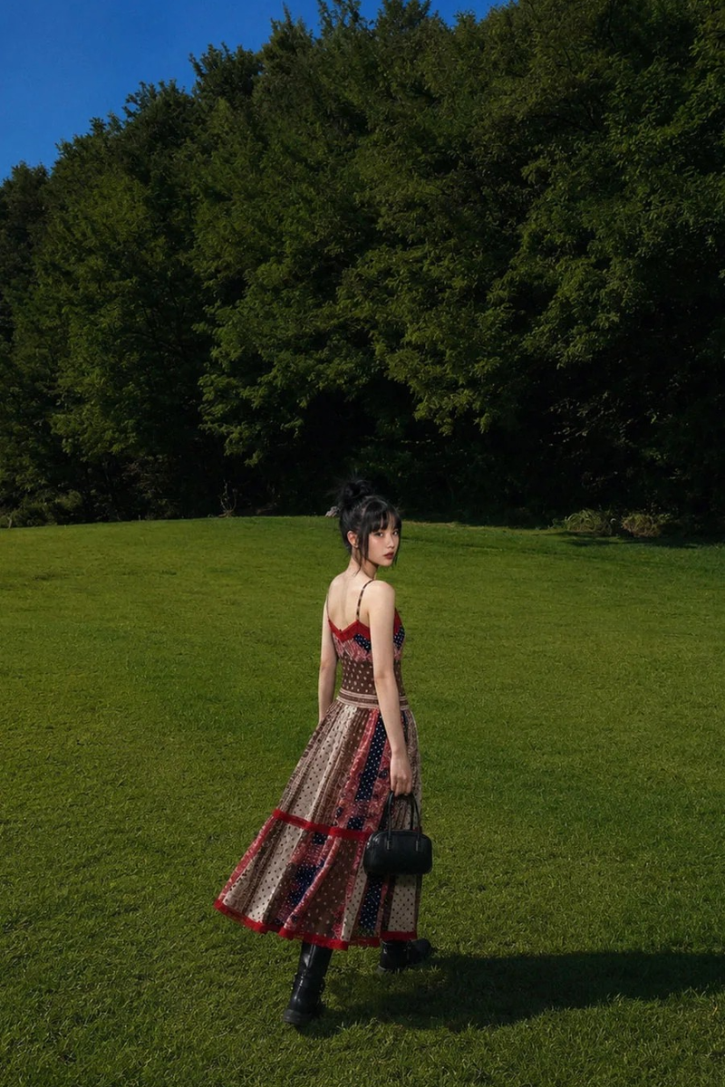 ETHNIC PATCHWORK LACE MAXI DRESS