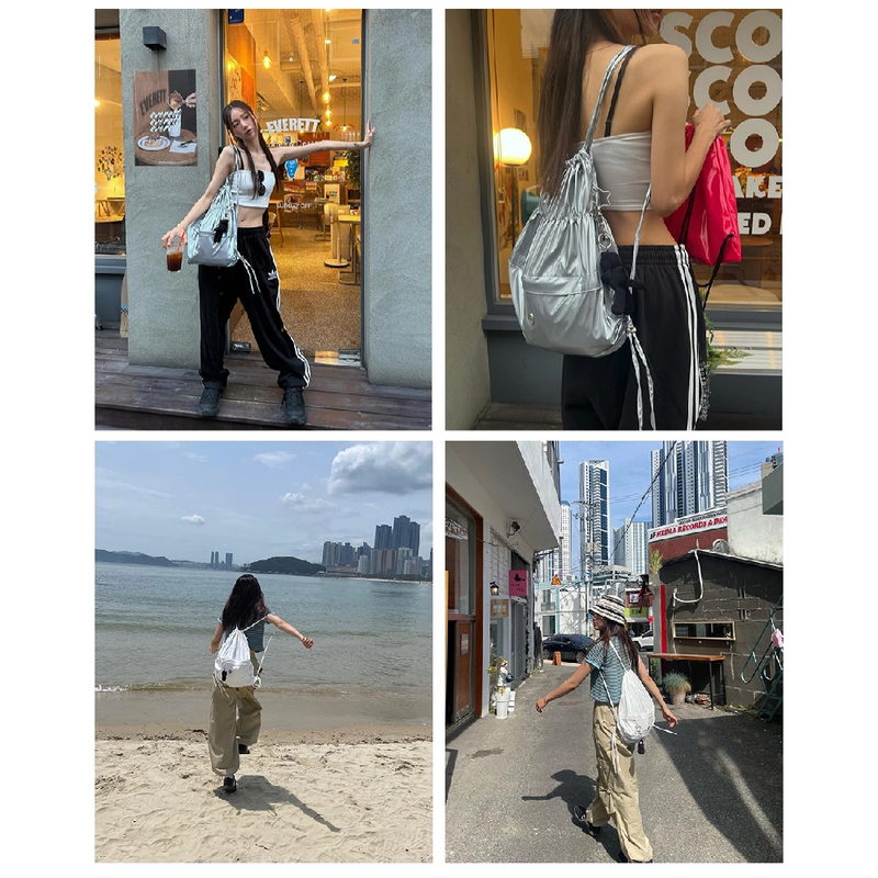 GLOSSY STRING BACK PACK_SILVER