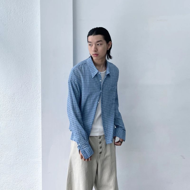 Soft Grid Oversized Shirt