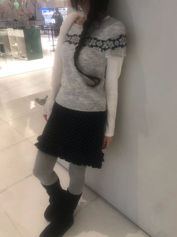 Freak Dot Frill Banding Knit Skirt