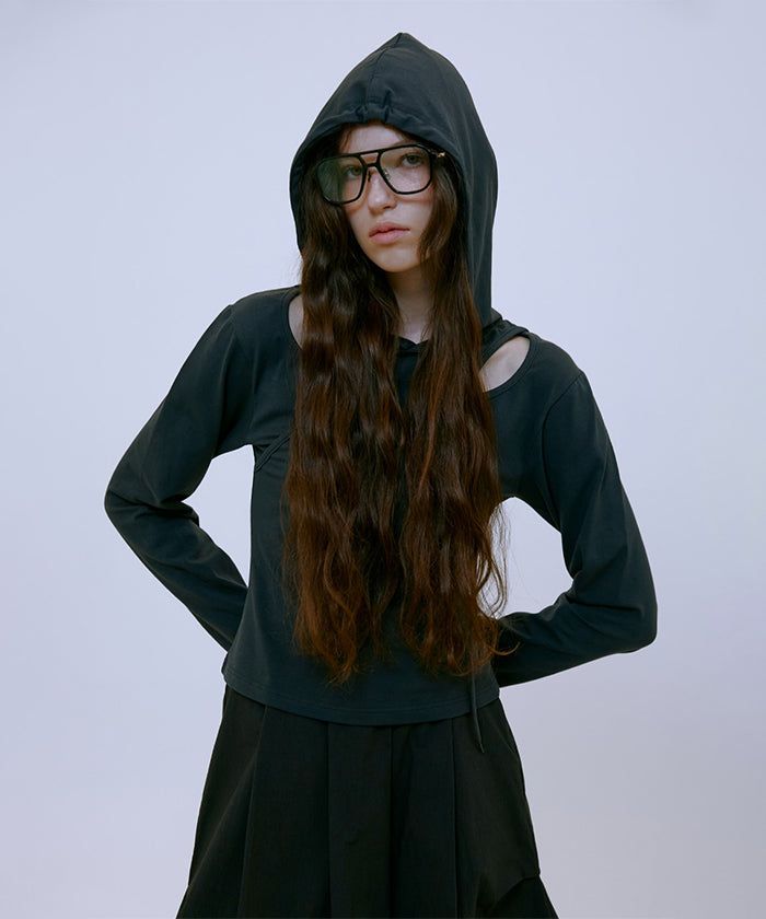 Cut Out Slim Hoodie (GRAY)