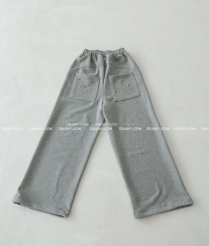 Punching eyelet string wide pants