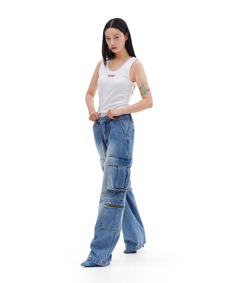 MULTI POCKET DENIM PANTS (LIGHT BLUE)