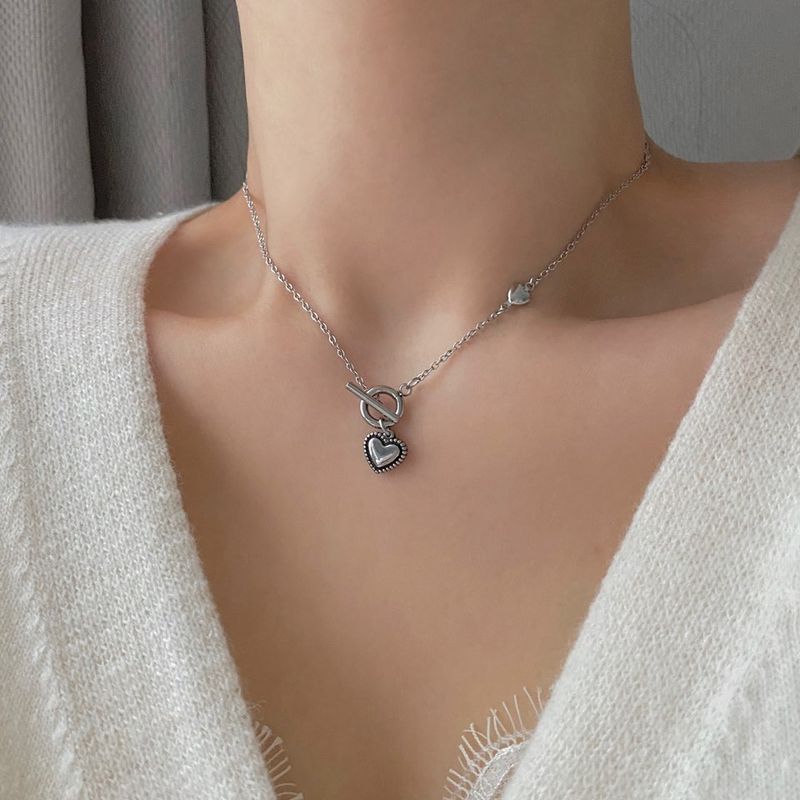 s-eh Antique Simple Heart Toggle Bar Necklace
