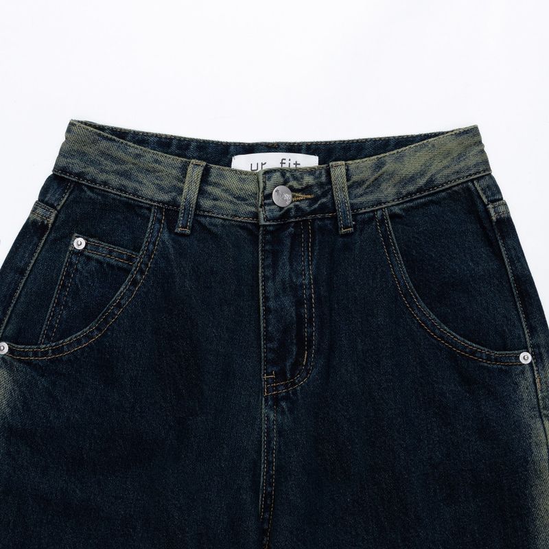 GREENERY COLOR SPRAY DYED WIDE DENIM PANTS code 21017