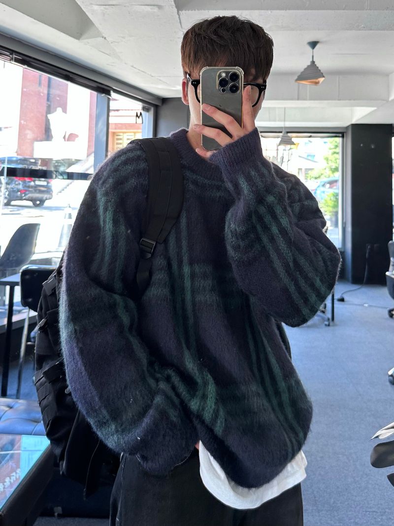 maranda check loosefit knit