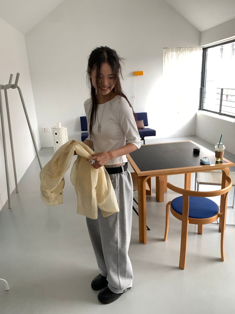 BOAT NECK MID SLEEVE TEE (4C)