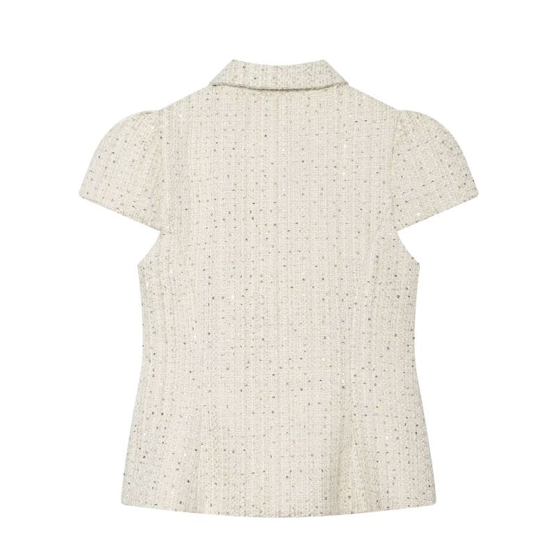 Lurex Tweed Puff Blouse