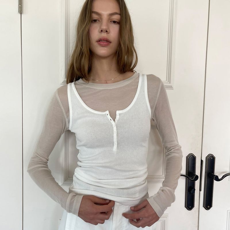 Sheer Tencel T/Shirts_Beige