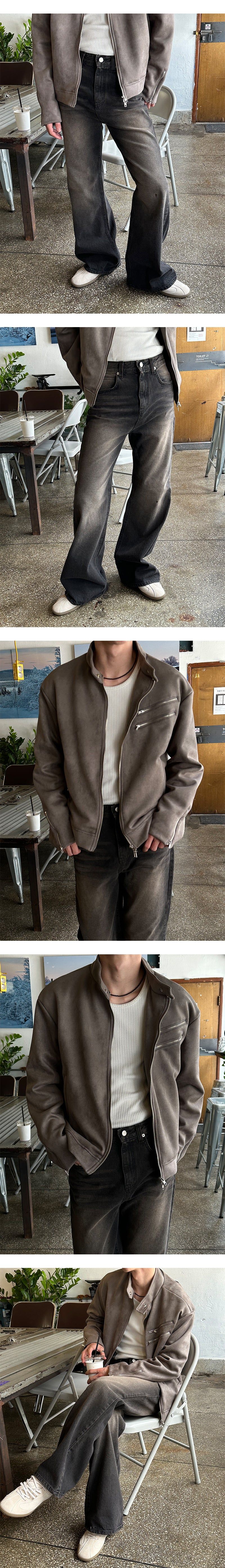 [F/W] Double zipper suede jacket(3color)
