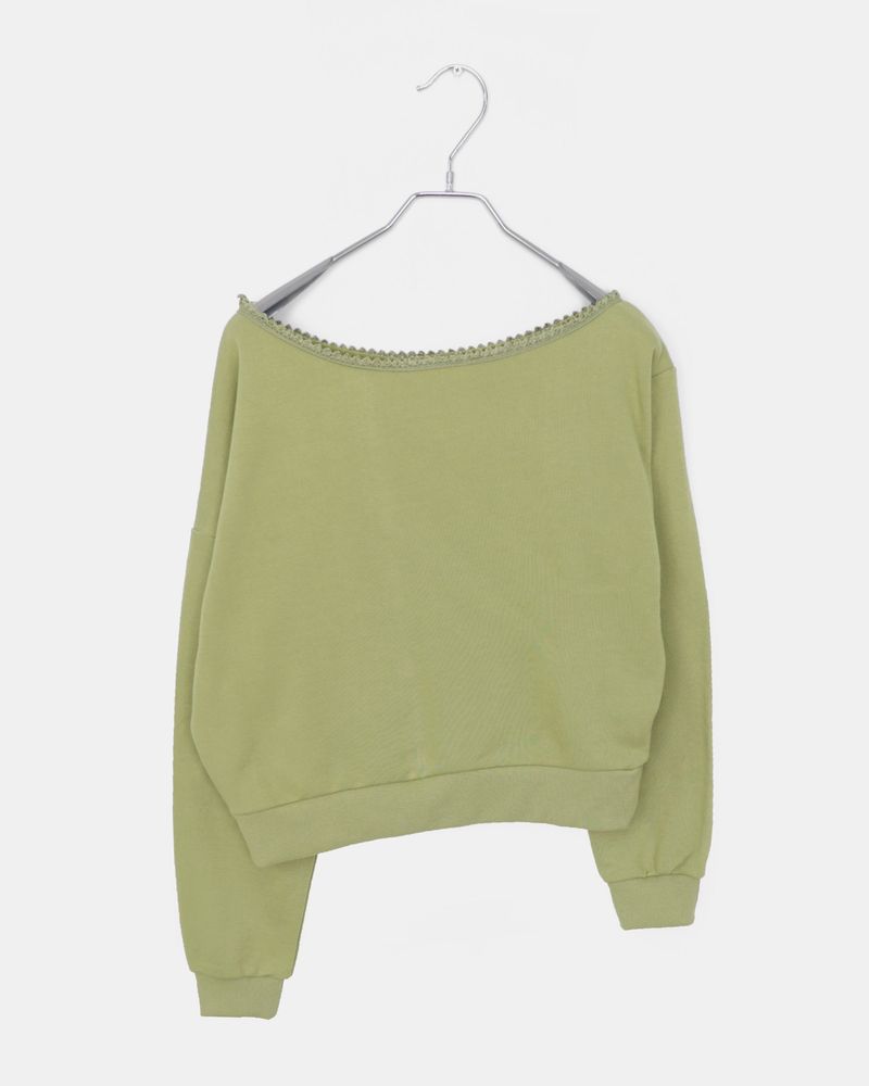 Dosi Lace One Off-Shoulder Long Sleeve Sweatshirt