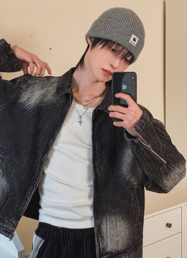 Darts Wrinkle Washing Denim Jacket