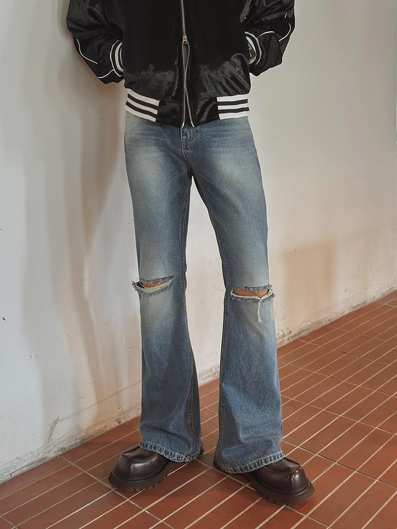 ASCLO Knee Des Bootcut Denim Pants