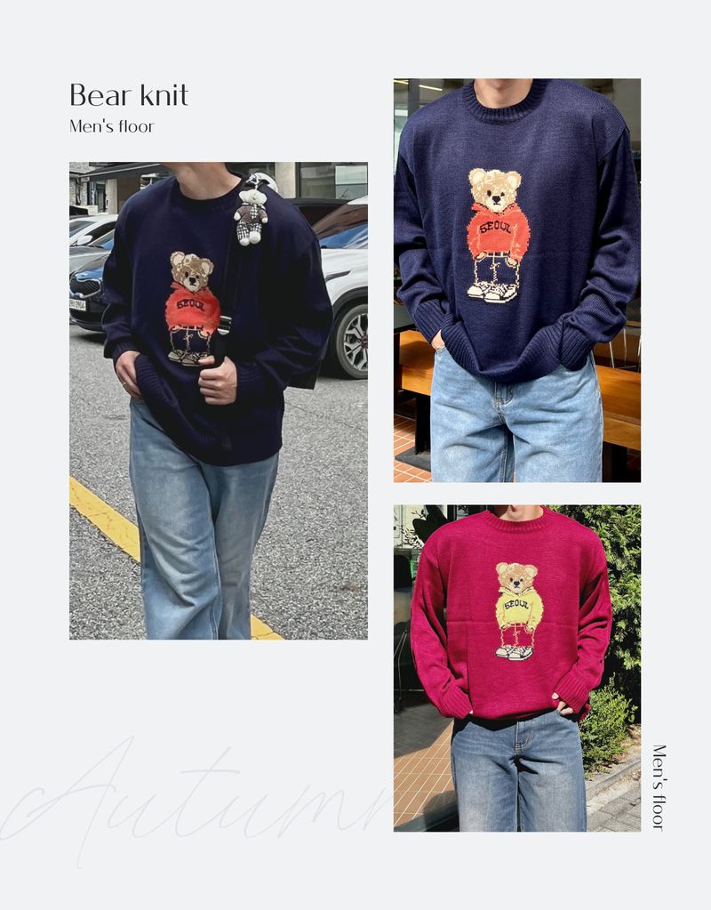 Unisex bear round knitwear