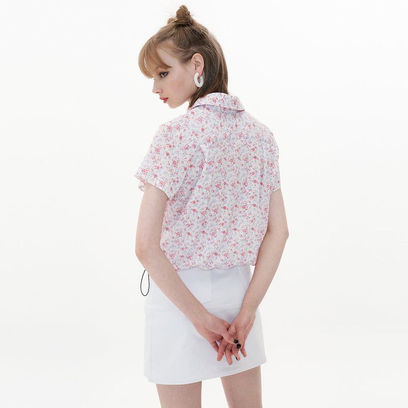Crop Shirt [White Flower]