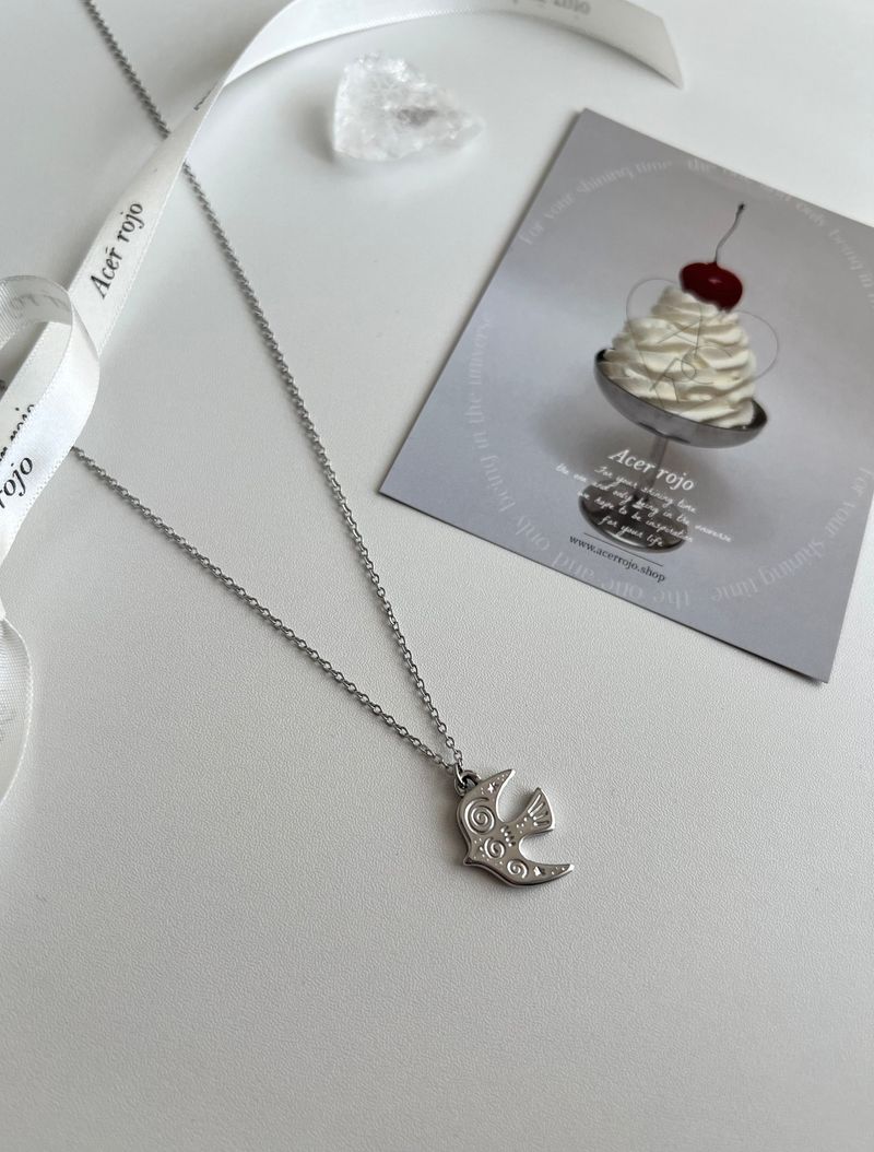 brd Lovely Bird Stainless Steel Lucky New Long Beads Layered Coin Luck Necklace