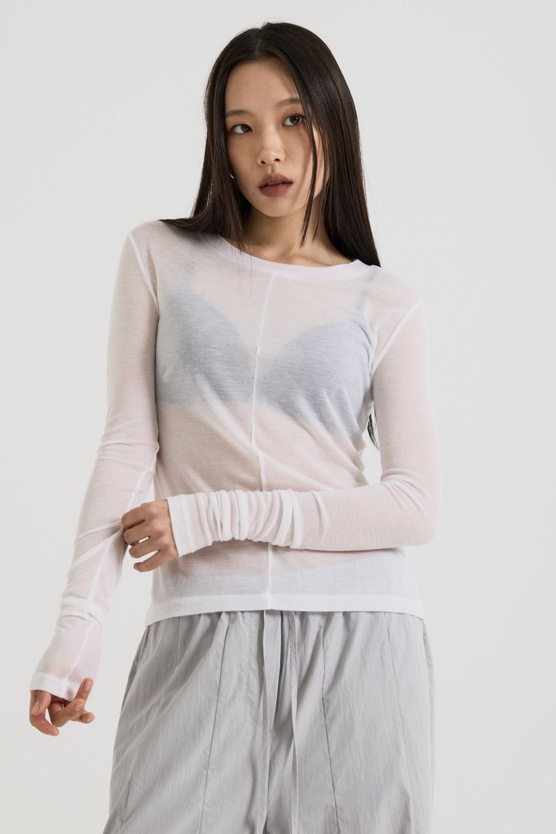 French Wool Tencel Long Sleeve, White