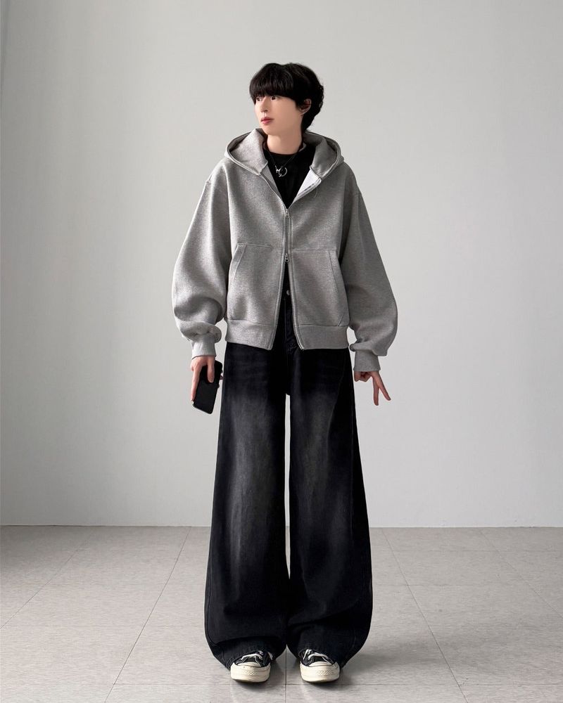Bonded Crop Hood Zip-Up
