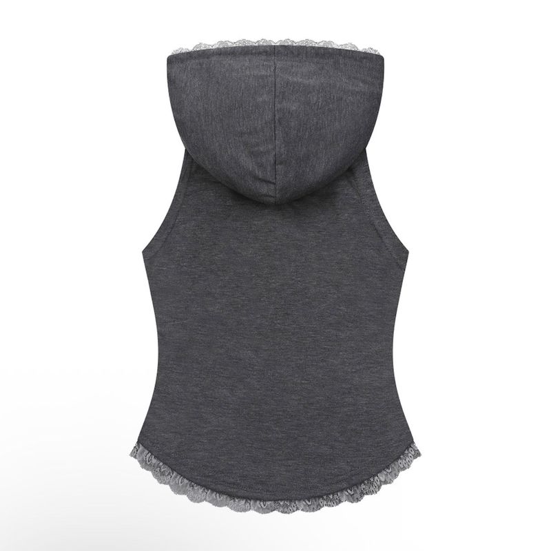 ASEN LACE SLIM HOOD SLEEVELESS (4COLOR)