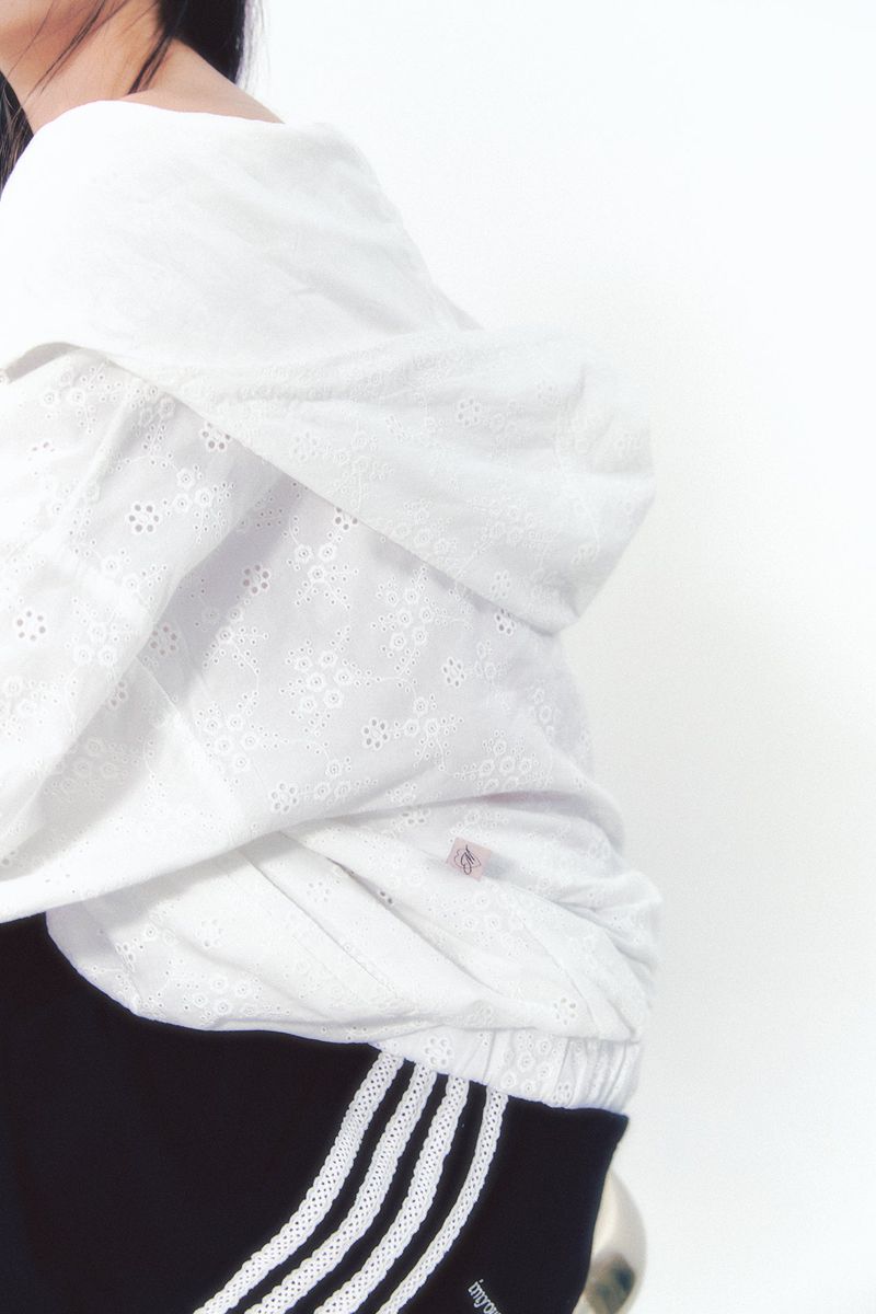 Lace Anorak Jumper White