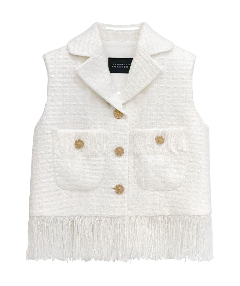 Tweed fringe vest