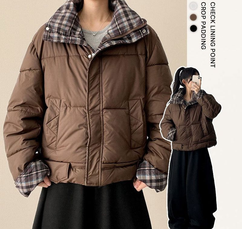 Pomi checkered lining padded jumper