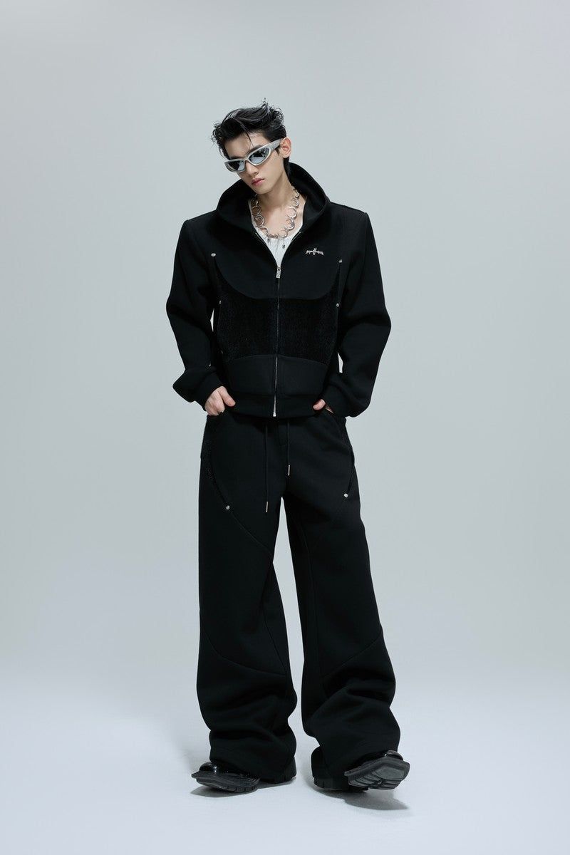 Fur Patchwork Zip-Up Hoodie