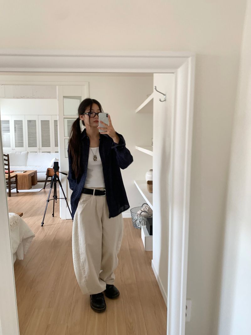 TWILL MIX CURVED PANTS (2C)