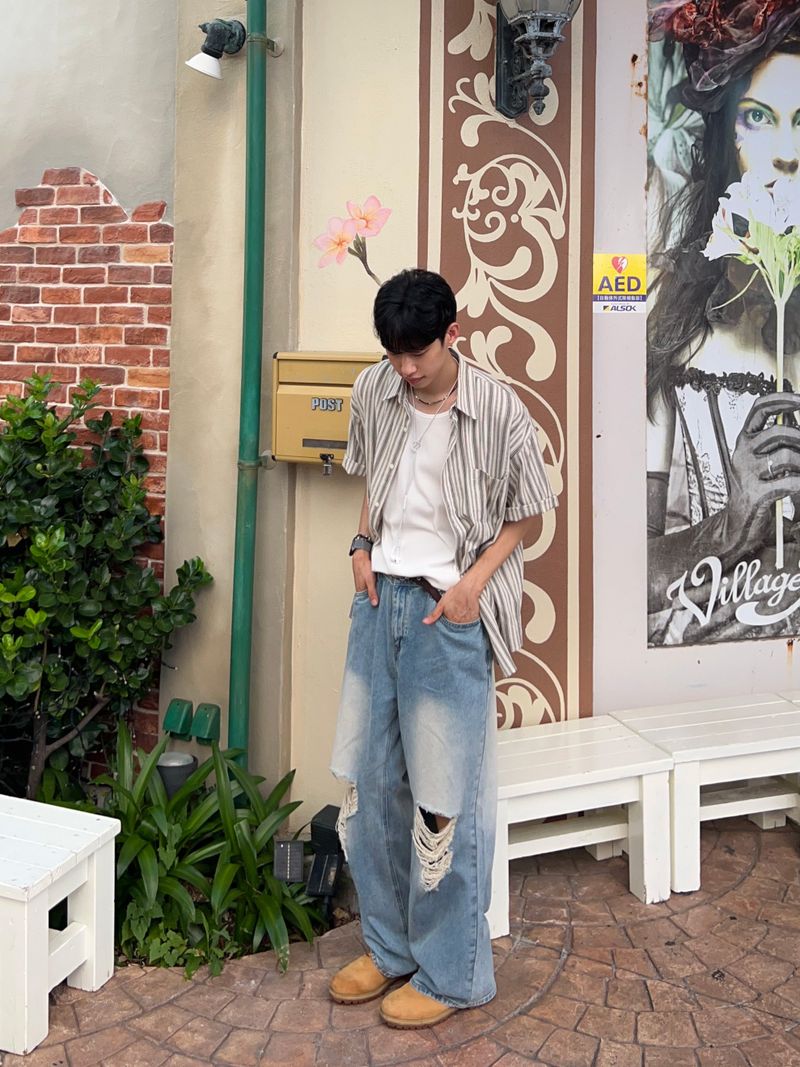 Frayed Distressed Denim Pants – S/M/L (2 Colors)