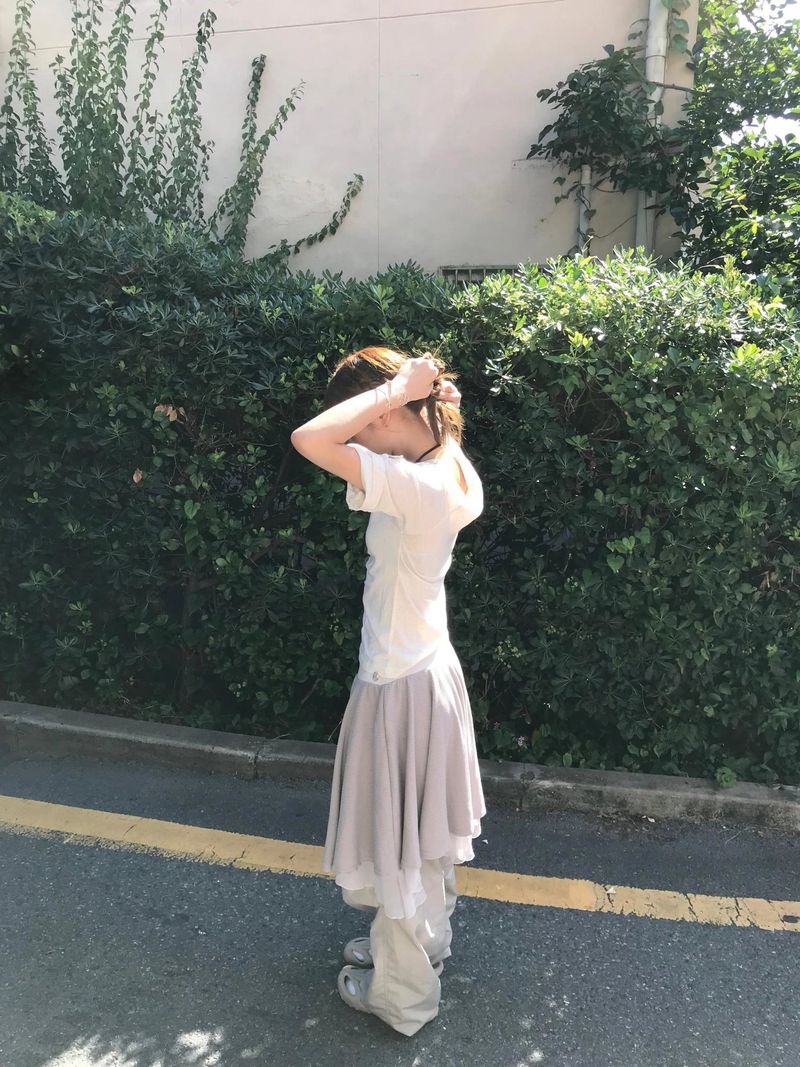 mile button layered skirt