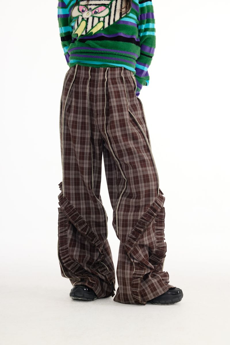 Lace plaid pants