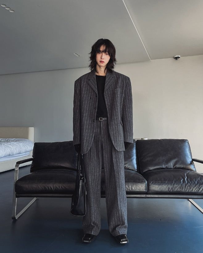 Ovening Stripe Wool Slacks