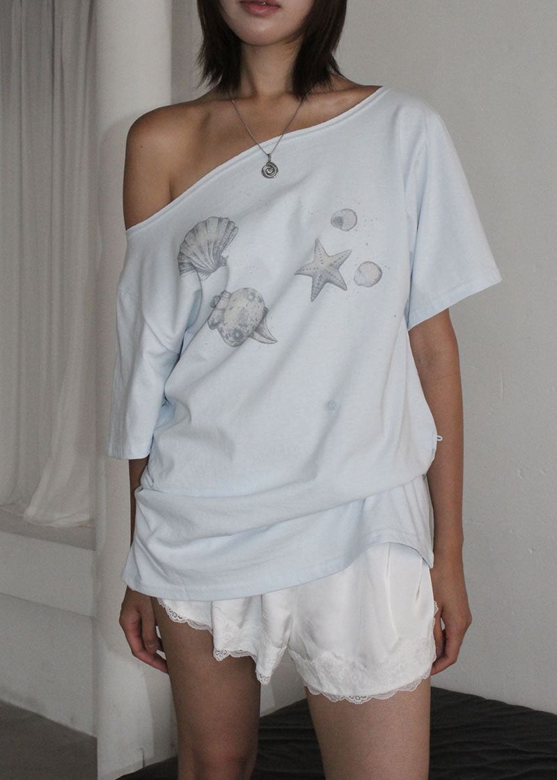 SHELL SHIRRING OFF TEE