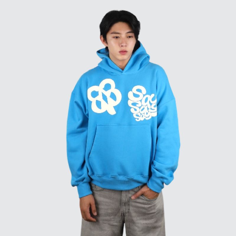 SAYSAYSAY（セイセイセイ）の「Signiture logo sweat hoodie Blue（Tops）」