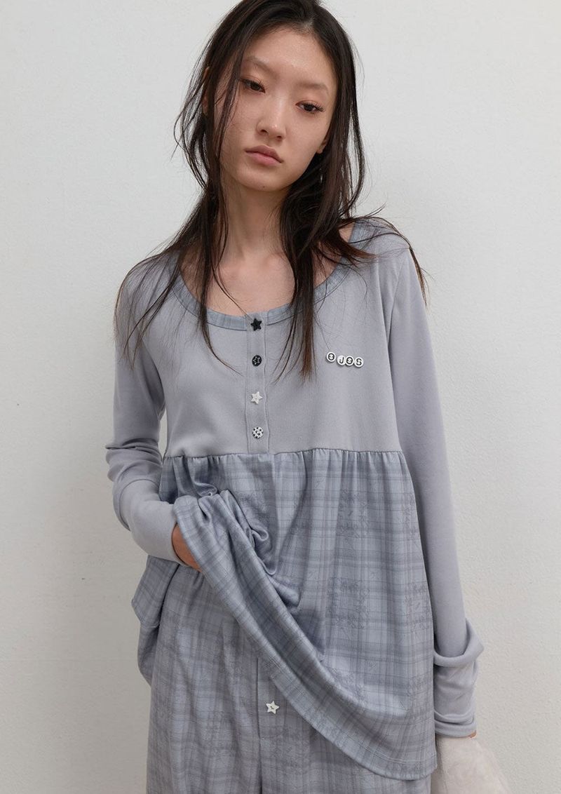Check Sleep Jersey Pants / Grey