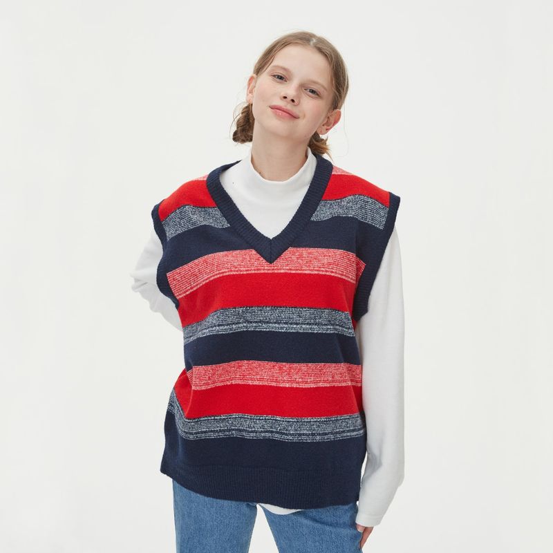 CASHLIKE BLENDED KNIT VEST_RED