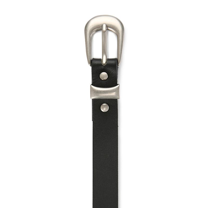  Eyelets Buckle Leather Belt - BLACK