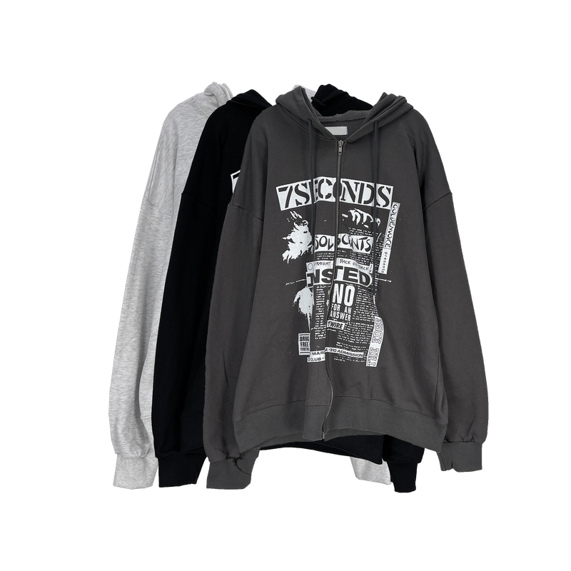 toon hooded zip-up