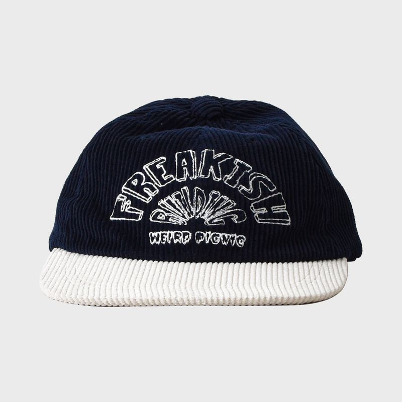 WEIRD SEMICIRCLE CORDUROY FLAT BRIM CAP (NAVY)