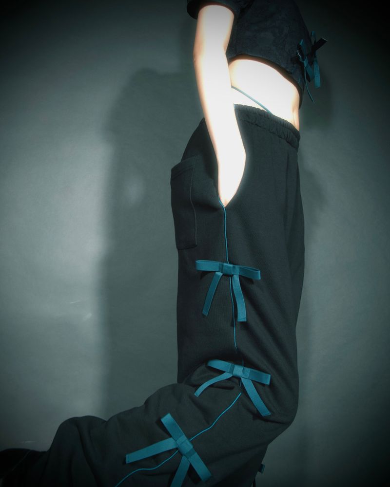 Ribbon Jogger Pants(blue-Green)