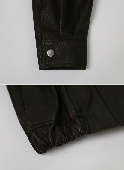 Classic Autumn Crop Leather Jacket (2color)